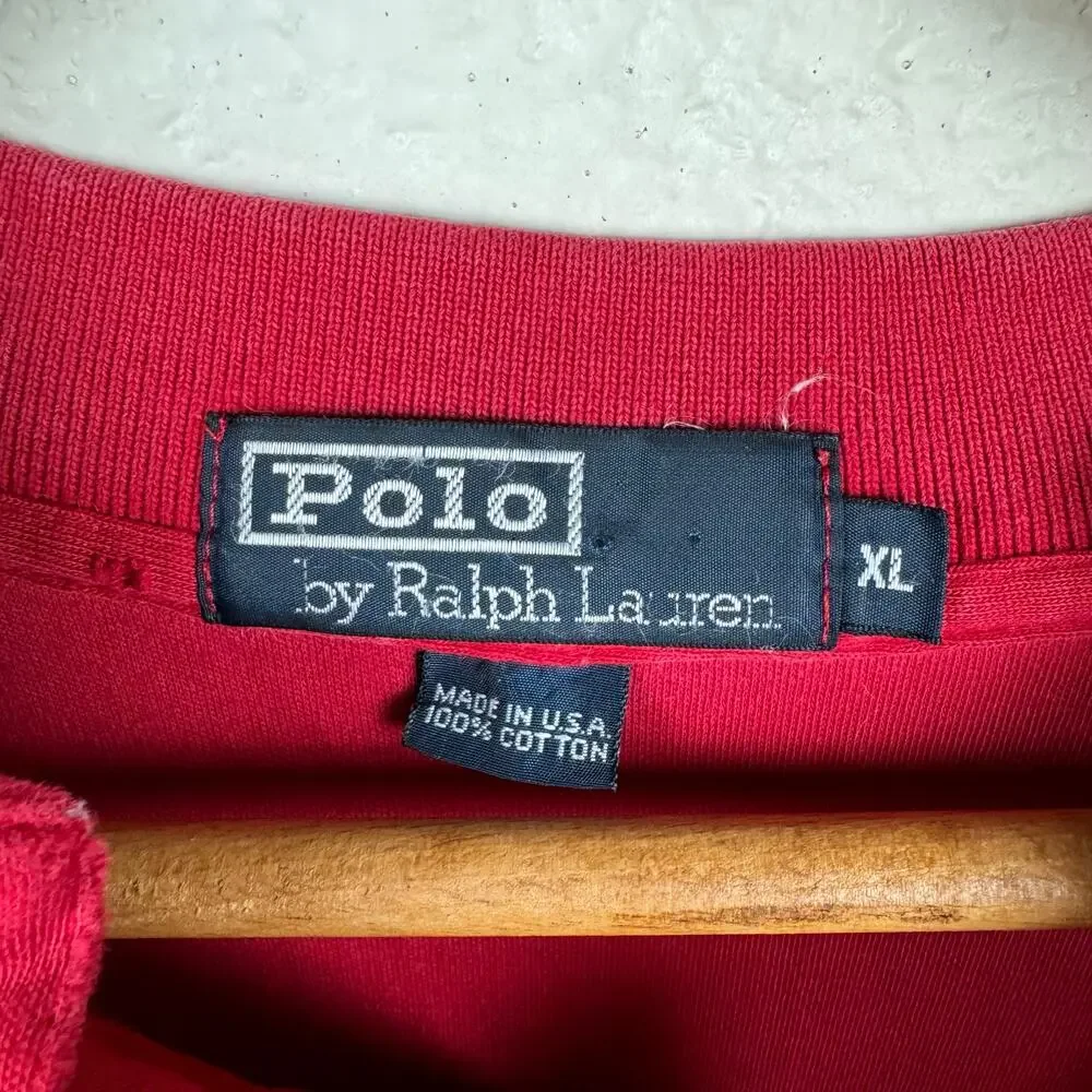 Vintage Polo Ralph Lauren Shirt Size XL Red Cotton Short Sleeve Polo Logo USA